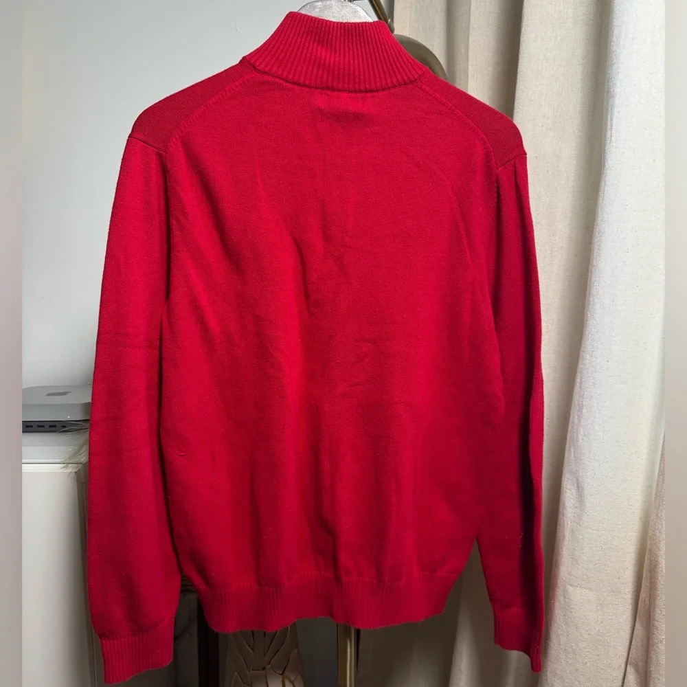 Nautica Men's Bold Red Zip-Up Sweater | Medium